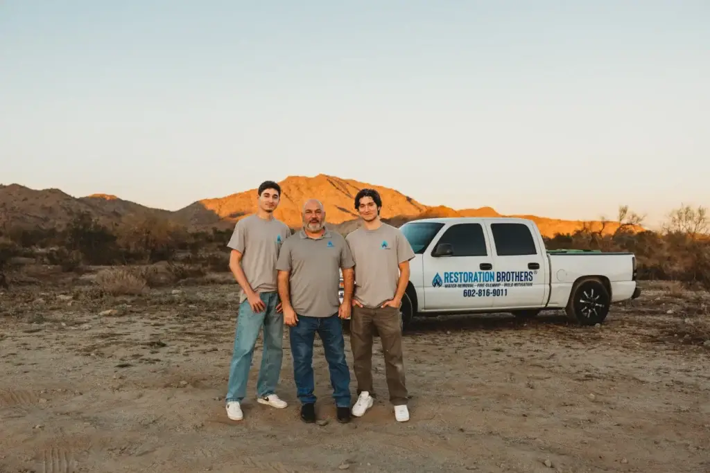 Restoration Brothers crew on a water damage restoration job in the Phoenix area